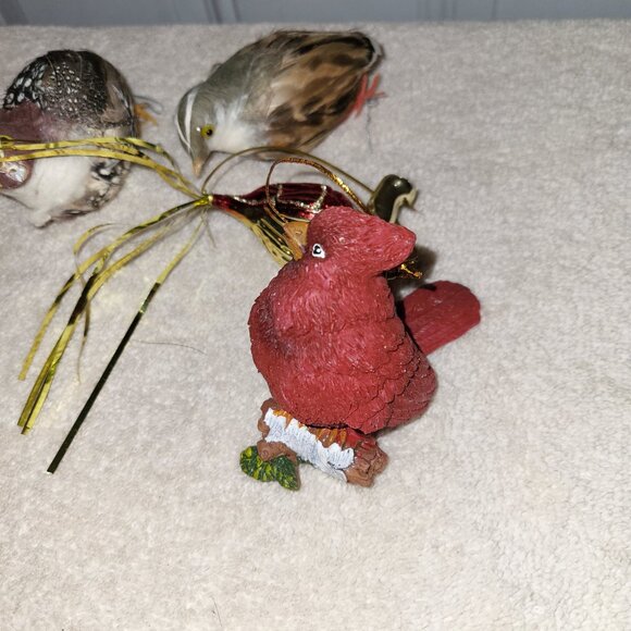 4 Vtg Christmas Ornament Bird Brown Feathers + 2 BONUS BIRDS SEE PICTURES GUC - Picture 2 of 6
